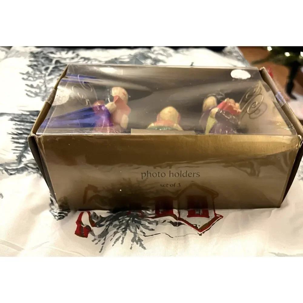 PIER 1 NEW IN BOX FOLK ART Angels Picture & Card Holders Christmas 3163-43